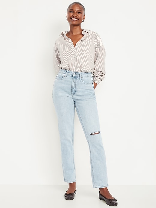 Image number 1 showing, Curvy Extra High-Waisted Straight Jeans