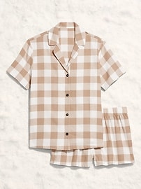 L'image numéro 1 présente Pyjama court en flanelle à carreaux pour femme