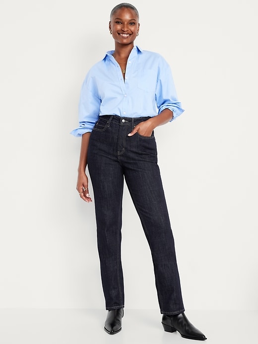 Image number 1 showing, Curvy Extra High-Waisted Straight Jeans