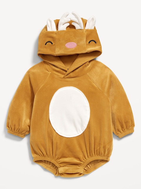 Long-Sleeve Critter Velour One-Piece Romper for Baby