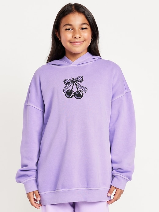 Image number 1 showing, Oversized Graphic Tunic Pullover Hoodie for Girls