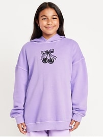 Image number 1 showing, Oversized Graphic Tunic Pullover Hoodie for Girls