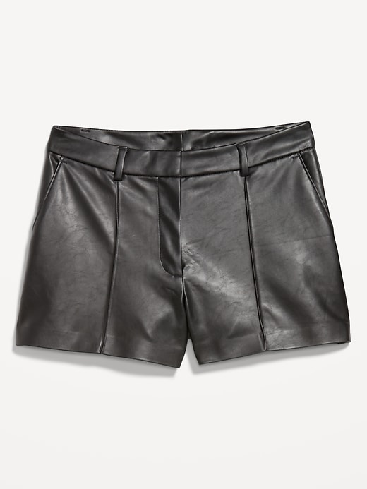Image number 1 showing, High-Waisted Faux-Leather Shorts -- 3-inch inseam