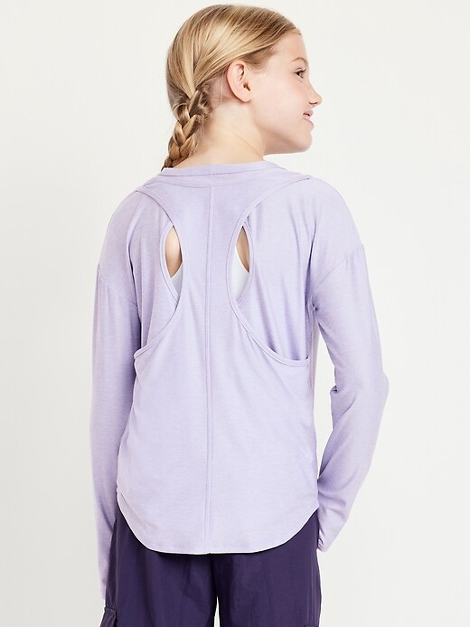 Image number 2 showing, CloudMotion Long-Sleeve Back-Cutout Performance T-Shirt for Girls