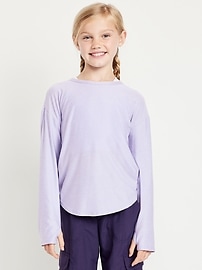 Image number 3 showing, CloudMotion Long-Sleeve Back-Cutout Performance T-Shirt for Girls