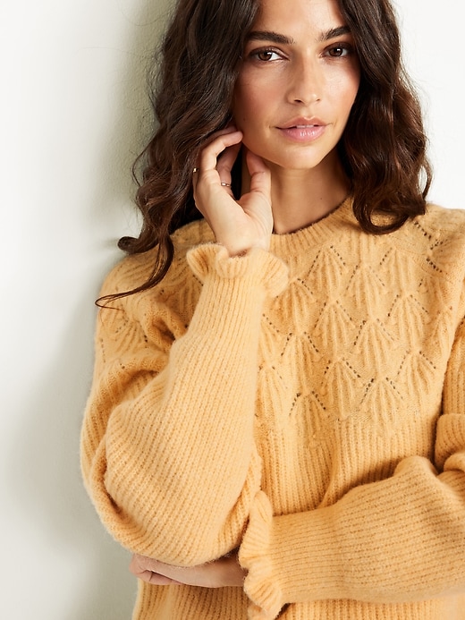 Image number 3 showing, Loose Crew-Neck Cropped Sweater