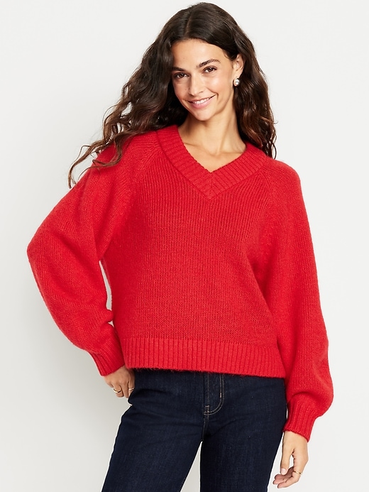 Image number 1 showing, Cozy Cropped V-Neck Sweater