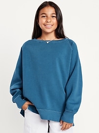 L'image numéro 1 présente Chandail long surdimensionné en coton ouaté à manches longues pour fille