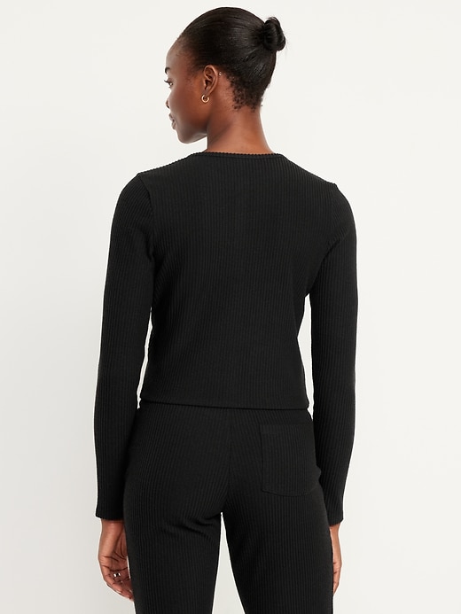 Cropped Rib Cardigan Sweater