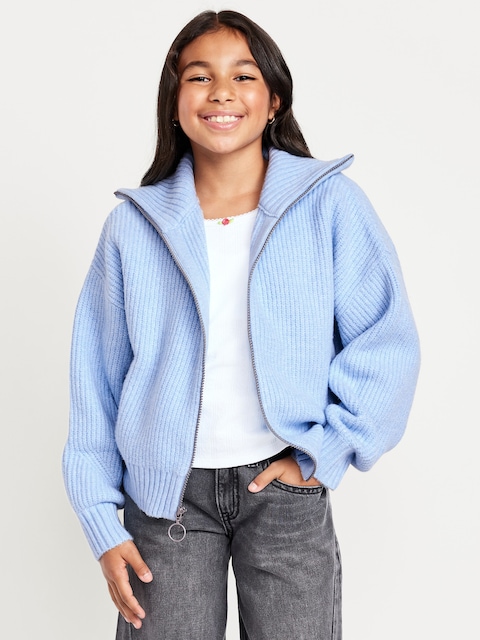 SoSoft Collared Zip-Front Sweater for Girls - Ferry Boat