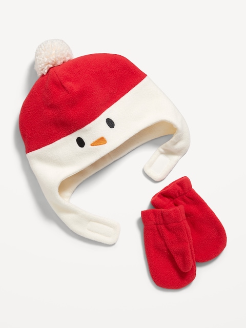Ensemble unisexe de tuque de trappeur à visage de bonhomme de neige et mitaines pour tout-petit - Uni Critter Tr:Snwmn972