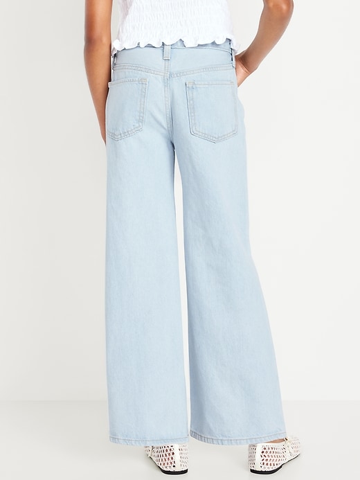 L'image numéro 2 présente Jean brodé coupe généreuse jambe large à taille haute pour fille