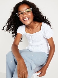 L'image numéro 3 présente Jean brodé coupe généreuse jambe large à taille haute pour fille