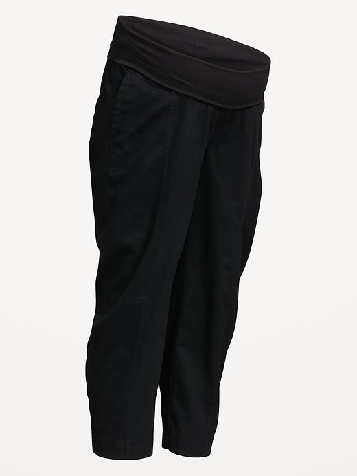 Image number 1 showing, Maternity Rollover Waist Barrel Leg Ankle Pants