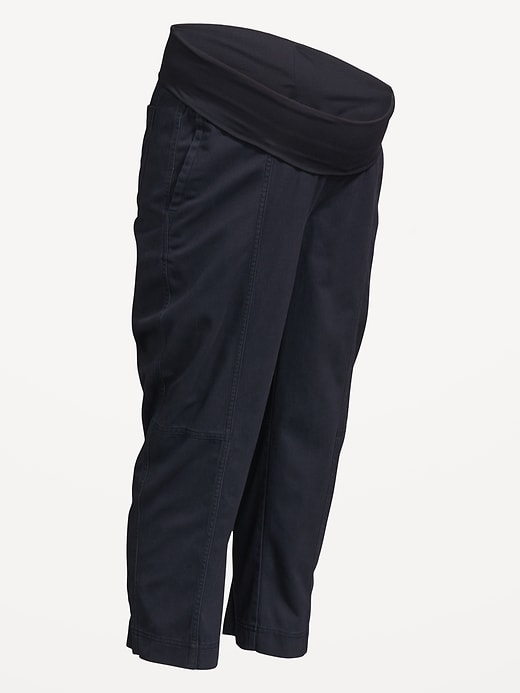 Image number 1 showing, Maternity Rollover Waist Barrel Leg Ankle Pants