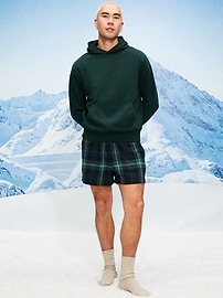 L'image numéro 3 présente Boxeur de pyjama en flanelle à carreaux pour homme, entrejambe de 12,5 cm