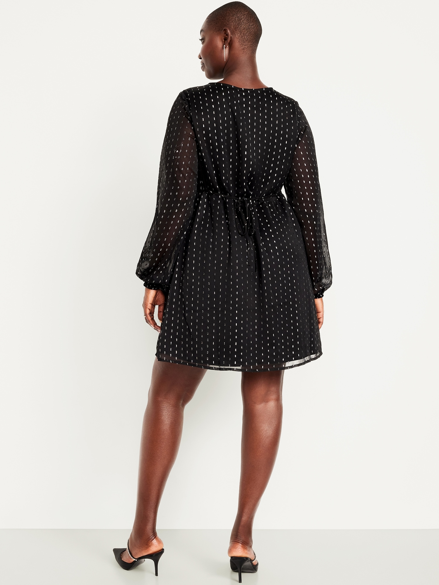 V-Neck Swiss Dot Mini Dress | Old Navy