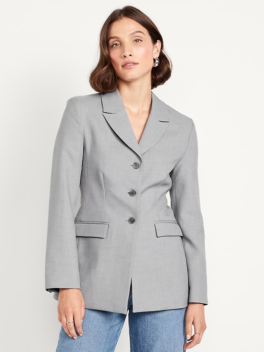 L'image numéro 1 présente Blazer ajusté boutonné sur le devant