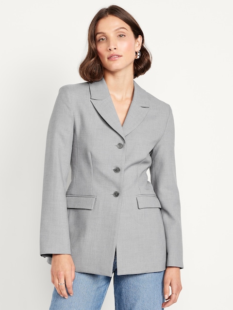 Blazer ajusté boutonné sur le devant - Gris Original