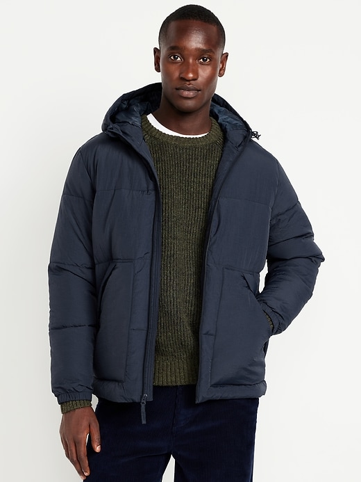 Image number 1 showing, Water-Resistant Hooded Puffer Jacket