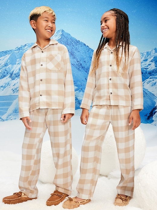 Image number 1 showing, Printed Gender-Neutral Button-Front Pajama Set for Kids