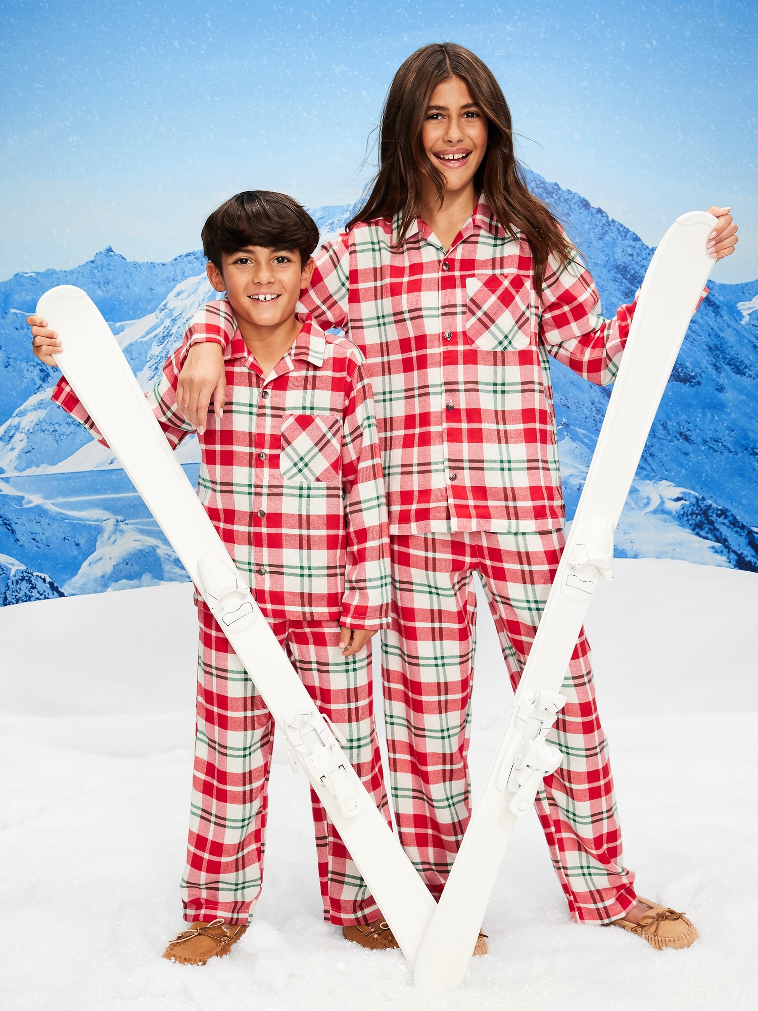 Printed Gender-Neutral Button-Front Pajama Set for Kids