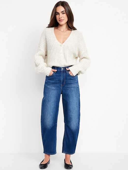 L'image numéro 5 présente Jean Wow coupe baril à taille haute longueur cheville