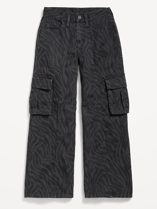 Image number 1 showing, Printed Super Baggy Wide-Leg Cargo Pants for Girls