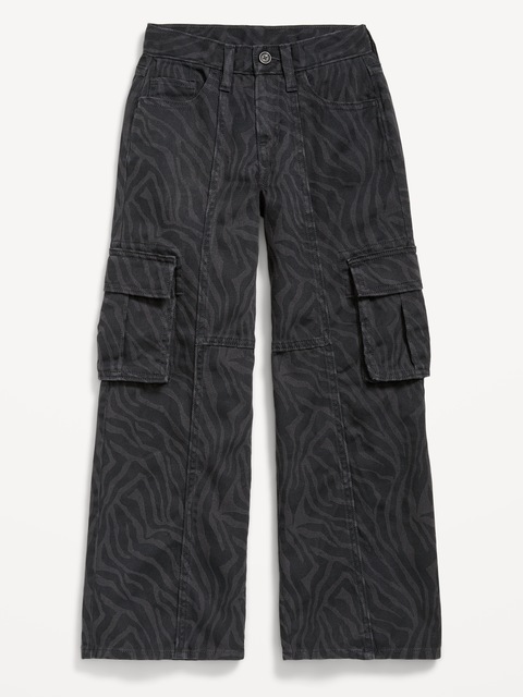 Printed Super Baggy Wide-Leg Cargo Pants for Girls