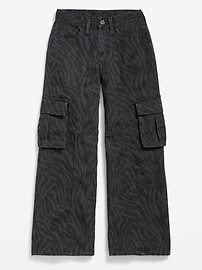 Image number 1 showing, Printed Super Baggy Wide-Leg Cargo Pants for Girls