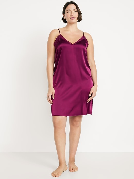 Image number 5 showing, Lace-Trim Satin Nightgown