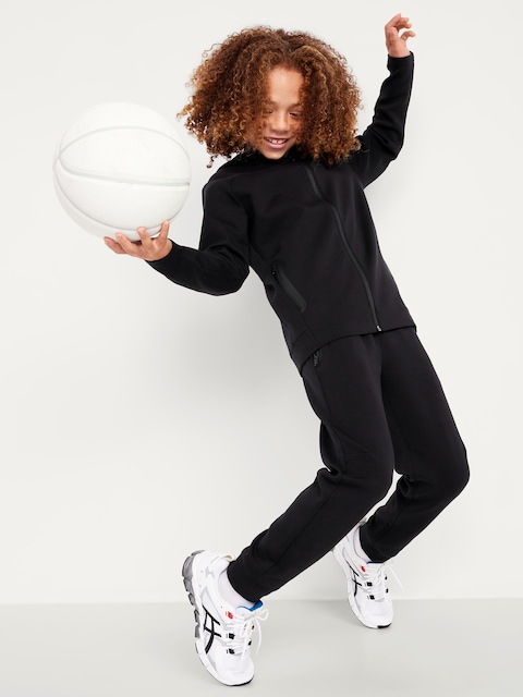 Ensemble de pantalon de jogging et haut à capuchon en molleton dynamique à glissière sur le devant pour garçon - Noir
