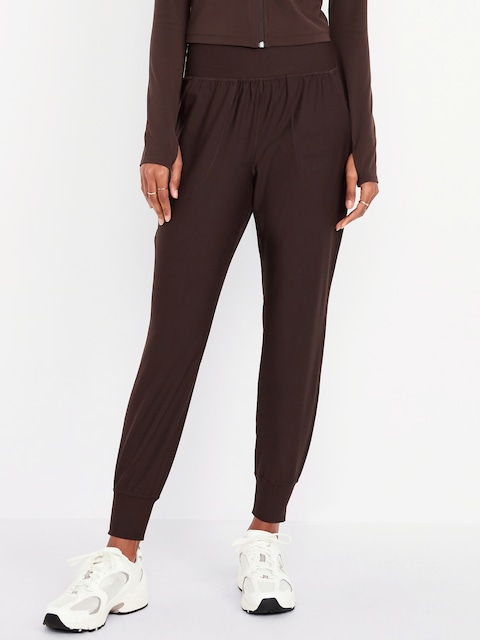 High-Waisted PowerSoft Pocket Joggers - Black Coffee
