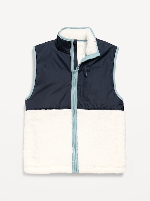 Sherpa Mixed Media Vest for Boys - Sea Salt
