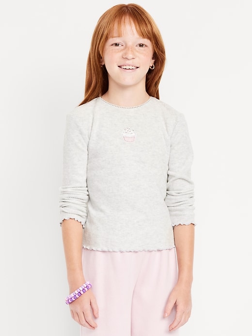 Image number 1 showing, CozePlush Long-Sleeve Graphic T-Shirt for Girls