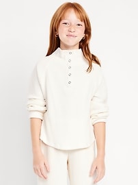 Image number 1 showing, CozePlush Waffle-Knit Henley Top for Girls