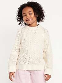 Image number 1 showing, Long-Sleeve Pointelle Knit Sweater for Girls