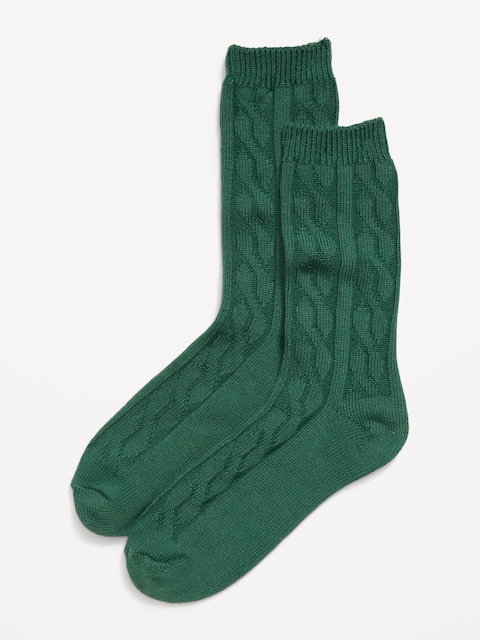 Cable Knit Crew Socks for Women