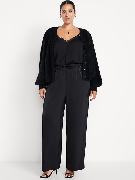 Image number 8 showing, High-Waisted Satin Wide-Leg Pants