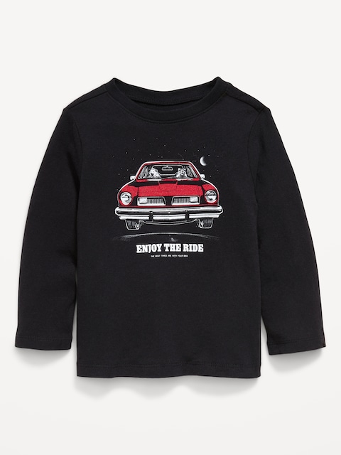 T-shirt à manches longues à imprimé unisexe pour tout-petit - Noir De Jais