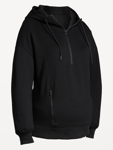 Maternity Dynamic Fleece Half-Zip Hoodie - Black Jack