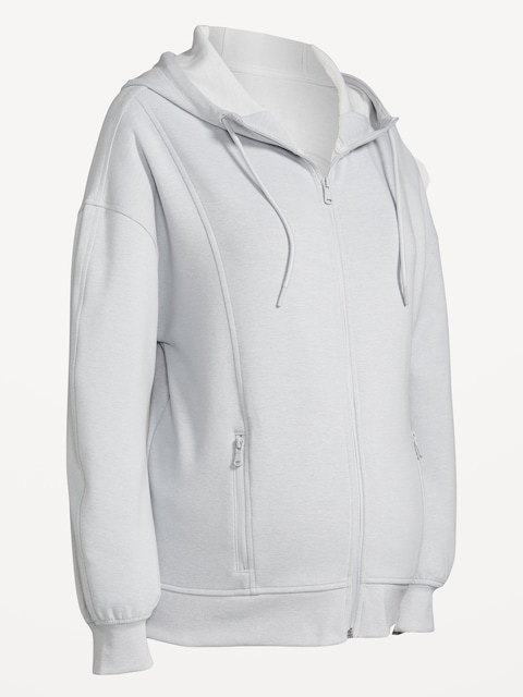 Veste à glissière en molleton dynamique de maternité - Gris Illusion Chiné