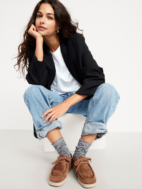 Bottes derby en suédine pour femme - Noisette