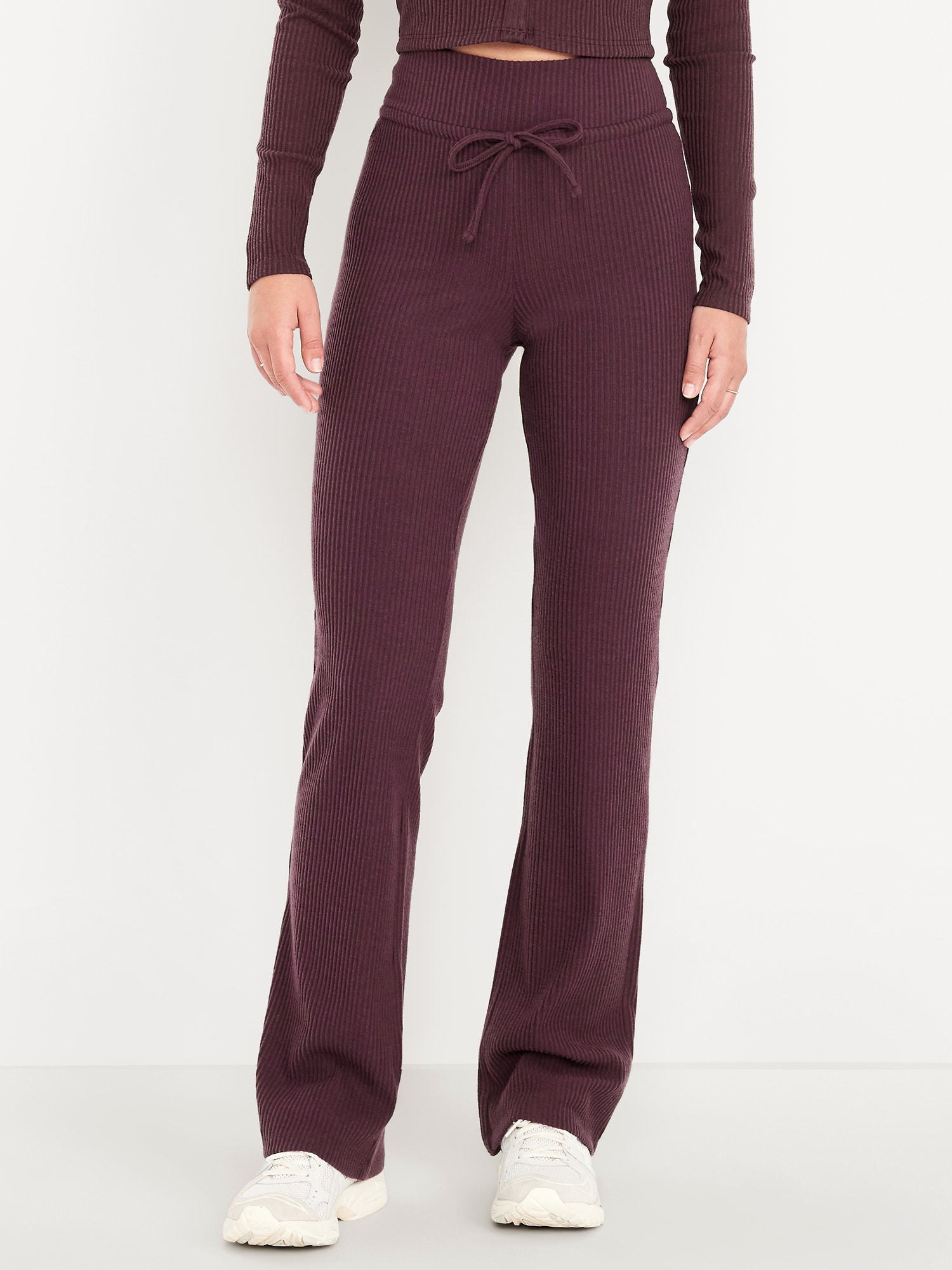 Extra High Waisted Sweater Ribbed Flare Pant