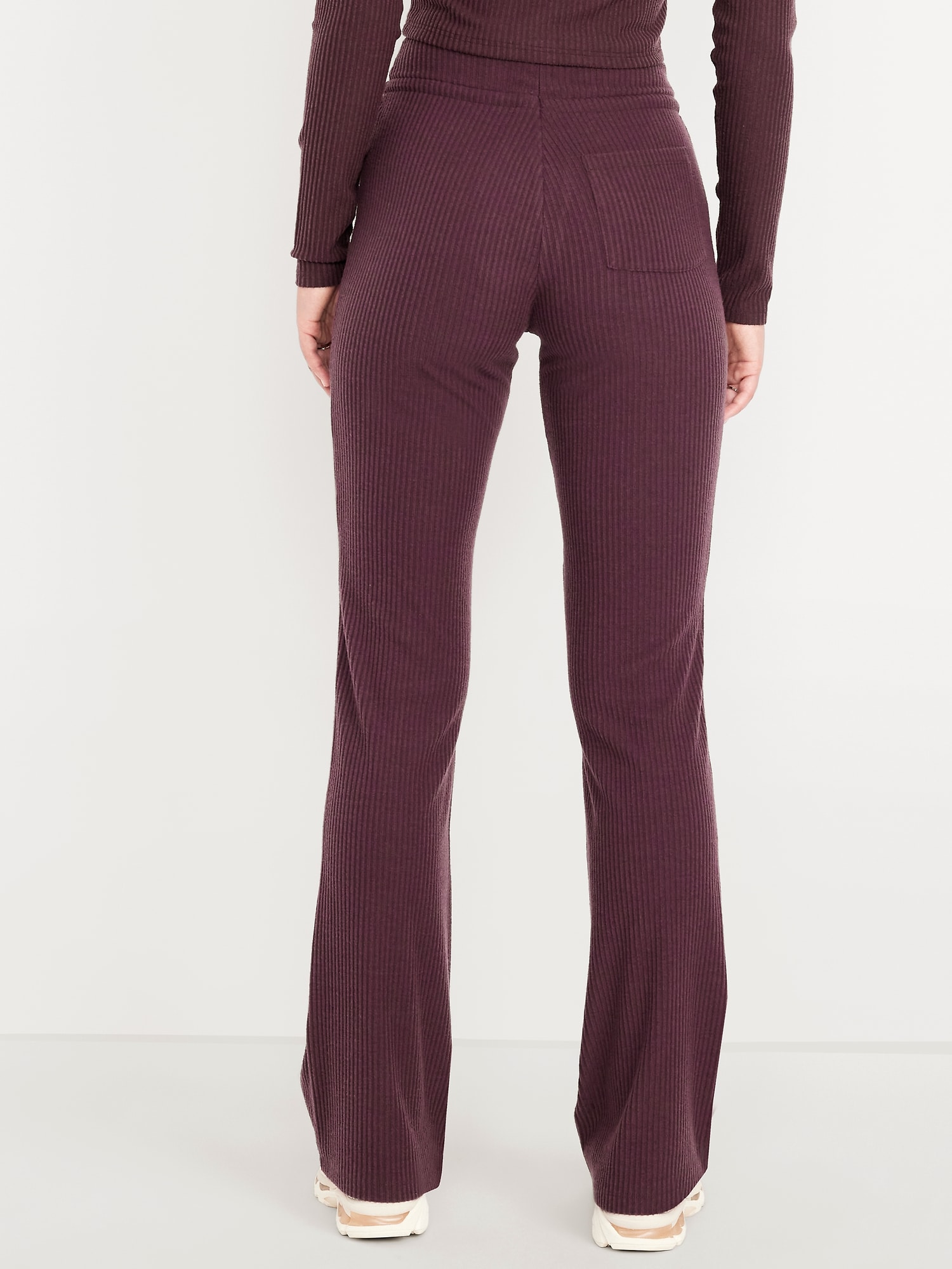 Extra High Waisted Sweater Ribbed Flare Pant