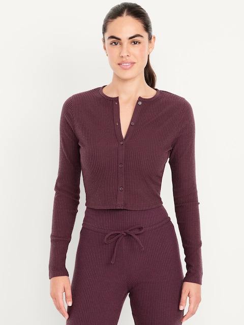 Cardigan court en tricot côtelé