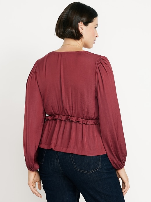 Image number 6 showing, Satin Ruffle Tie-Front Top
