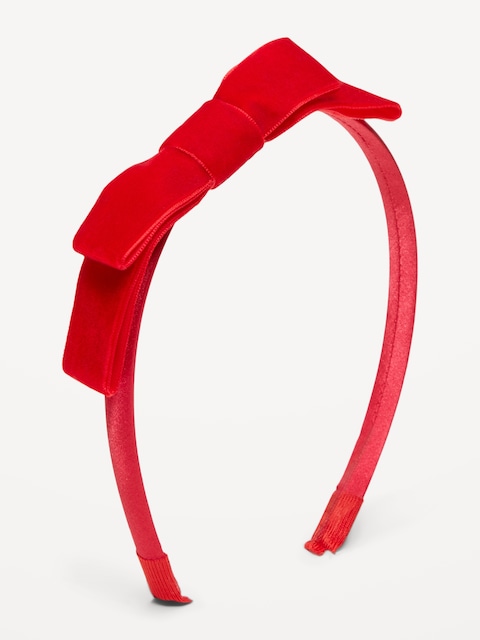 Outtek™ Velvet Bow Headband for Toddler Girls - Red Solid