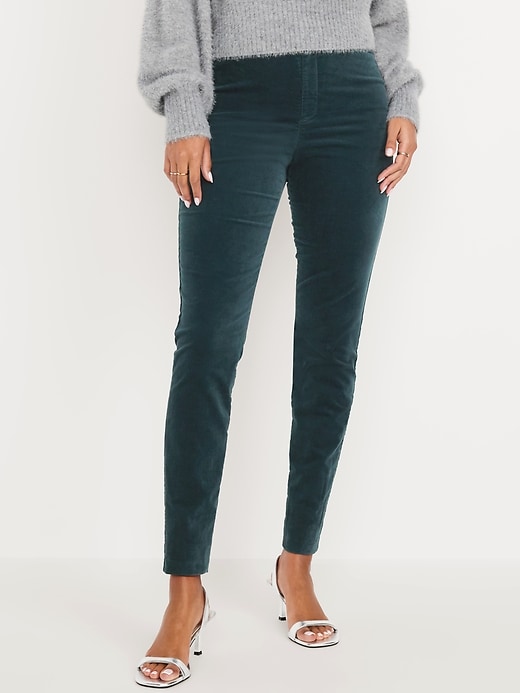 Image number 2 showing, High-Waisted Velvet Pixie Skinny Ankle Pants