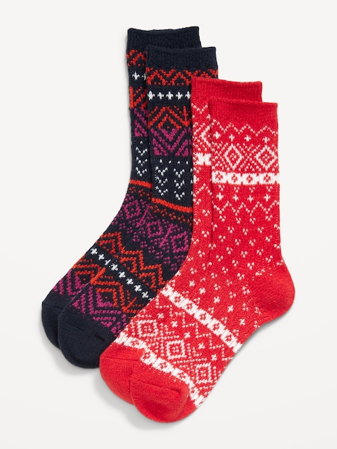 Chaussettes à motif jacquard pour femme (paquet de 2) - Jacquard Bleu Marine